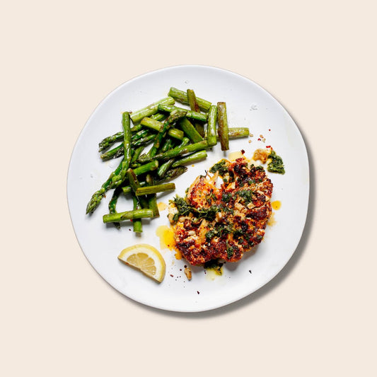 Harissa Glazed Cauliflower Steaks